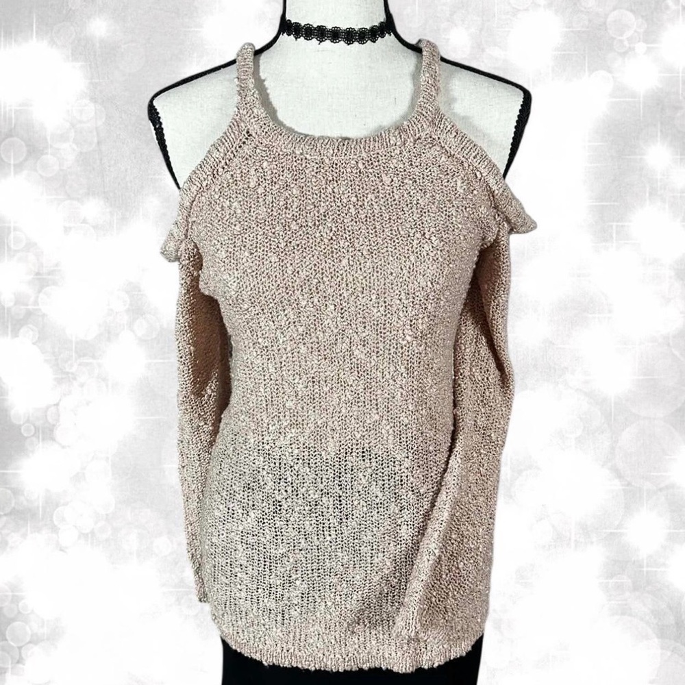 She + Sky Preppy Cold Shoulder Opemn Back Long Sleeve Top.